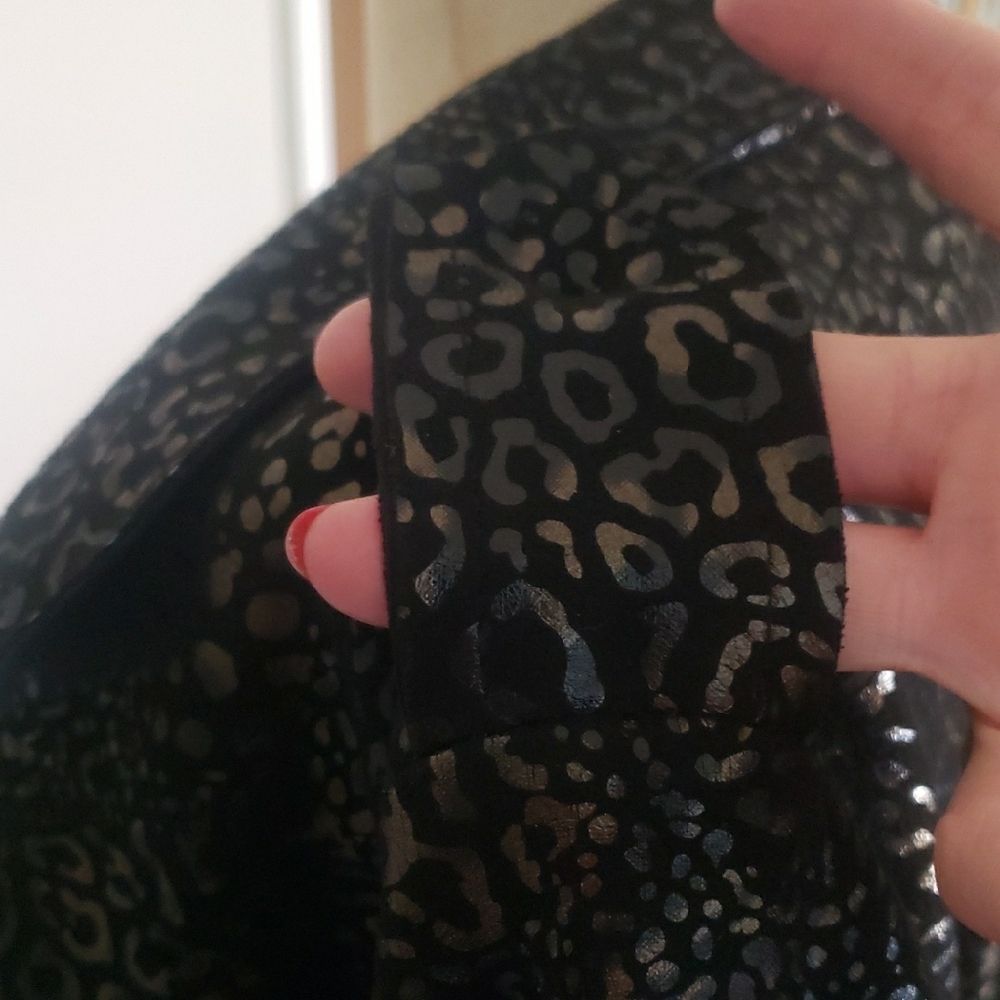 Venti6 Black Leopard Print Trench Coat - Picture 9 of 10